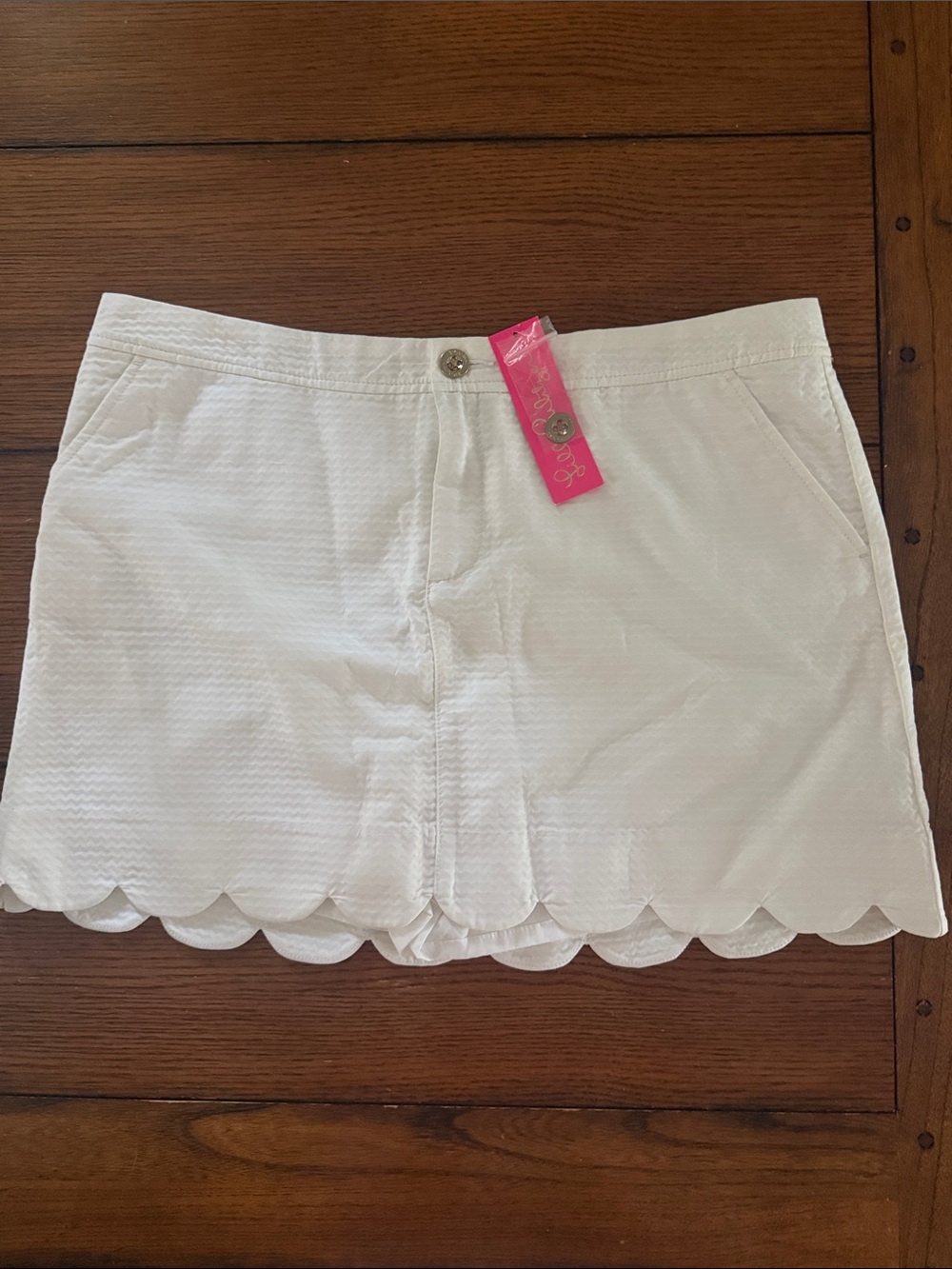 Lilly Pulitzer White Scalloped Hem Mini Skirt